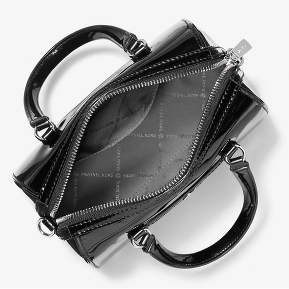 Michael Kors Jet Set Small Patent Duffel Crossbody Bag Black - Picture 6 of 7